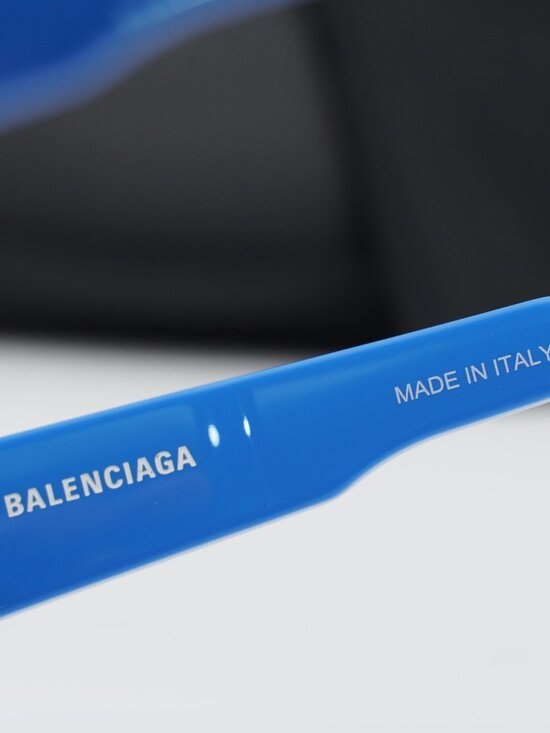 Balenciaga BB0004S 013 Shield Semi Rim Sunglasses - Blue / Blue Mirror main image 8